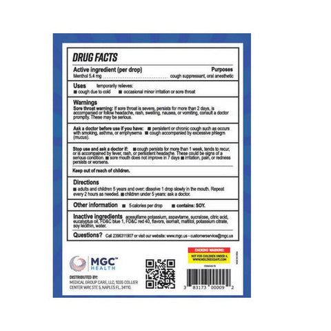 Mgc Health, Cough Drops Menthol Sugar Free, 70 Drops Mgc Health
