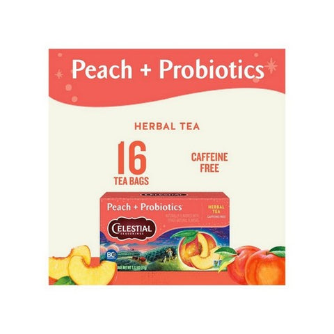 Celestial Seasonings, Peach Plus Probiotic Tea, 16 Bags Celestial Seasonings