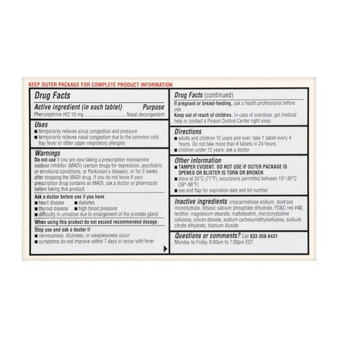 Foster And Thrive, Maximum Strength Nasal Decongestant Pe, 10 Mg, 18 Tabs Foster And Thrive