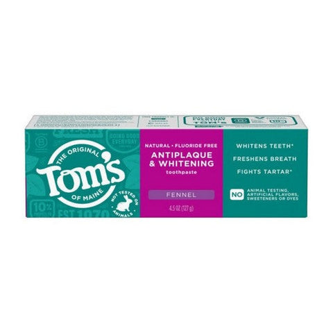 Tom's Of Maine, Antiplaque And Whitening Fluoride Free Toothpaste, 4.5 Oz (Case Of 6)