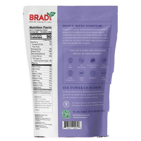 Brads Plant Based, Organic Sea Salt Keto Veggie Crisps, 4 Oz (Case Of 6) Brads Plant Based