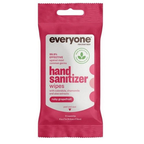 Everyone, Hand Sanitizer Wipes Ruby Grapefruit, 15 Count (Case Of 6) Everyone