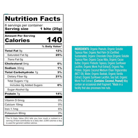 BHU Foods, Keto Bites Peanut Butter Chocolate Chip Cookie Dough, 5.29 Oz (Case Of 6) BHU Foods
