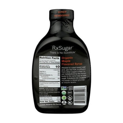 Rxsugar, Organic Maple Flavored Syrup, 16 Oz (Case Of 6) Rxsugar