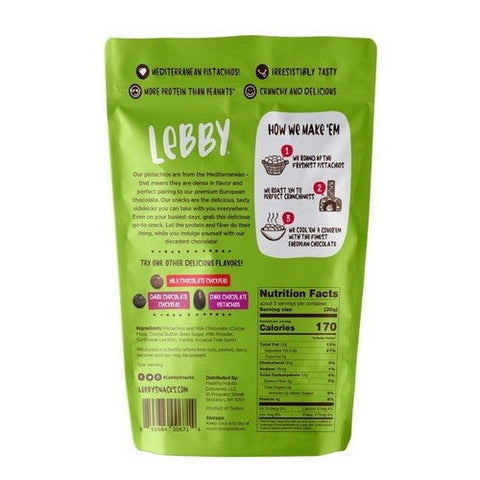 Lebby Snacks, Milk Chocolate Pistachios, 3.1 Oz (Case Of 6)