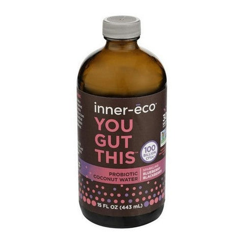 Inner Eco, Blueberry Blackberry Sparkling Probiotic Coconut Water, 15 Oz(Case Of 4)