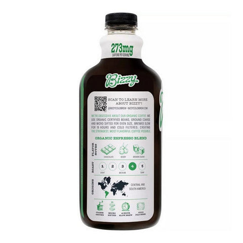 Bizzy Coffee, Organic Cold Brew Coffee Espresso Blend Unsweetened, 48 Oz (Case Of 6) Bizzy Coffee