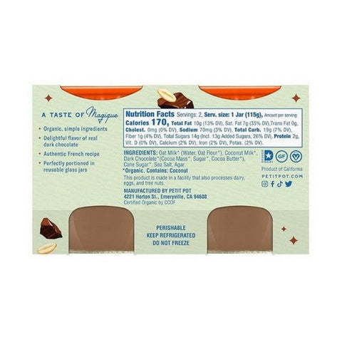 Petit Pot, Oatmilk Chocolate Organic Plant Based Dessert, 8 Oz (Case Of 4) Petit Pot