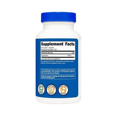 Nutricost, Pregnenolone Capsules, 100 Mg, 120 Count Nutricost