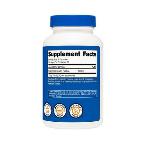 Nutricost, Keratin Capsules, 500 Mg, 120 Count Nutricost