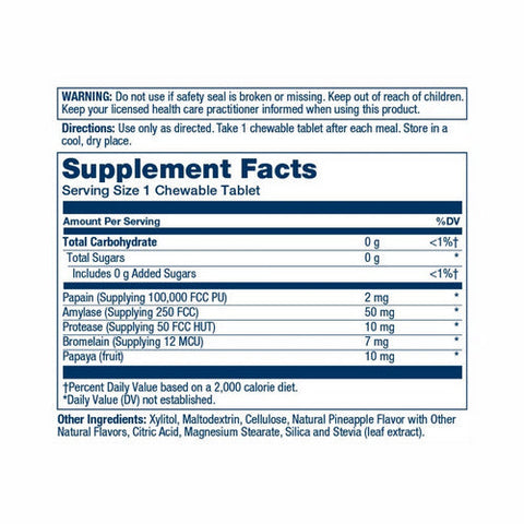 Solaray, Papaya Enzyme Natural Pineapple, 90 Chewable Tablets Solaray