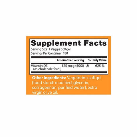 Doctors Best, Vitamin D3, 125 Mcg, 180 Veggie Softgels Doctors Best
