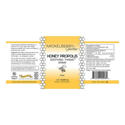 Mickelberry Gardens, Honey Propolis Soothing Throat Spray, 2 Oz Mickelberry Gardens