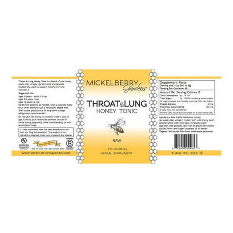 Mickelberry Gardens, Throat And Lung Honey Tonic, 8 Oz Mickelberry Gardens