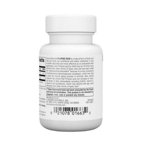 Source Naturals, R-Lipoic Acid, 100 MG, 30 Tabs Source Naturals