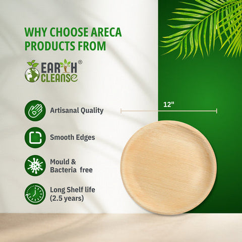 Earth Cleanse, Areca Palm Leaf Round Plates 12-Inch, Pack of 250 Earth Cleanse