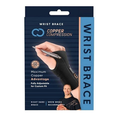 Copper Compression, Wrist Brace Fits Left Hand Small And Medium, 1 Pair Copper Compression