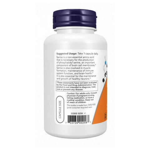 Now Foods, L-Serine, 500 mg, 120 Veg Capsules Now Foods