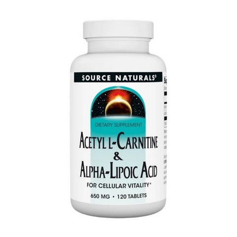 Source Naturals, Acetyl L-Carnitine And Alpha-Lipoic Acid, 650 Mg, 120 Tabs Source Naturals