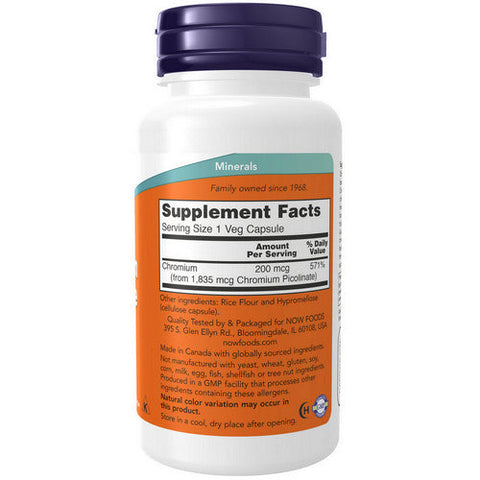 Now Foods, Chromium Picolinate, 200 Mcg, 100 Veg Caps Now Foods