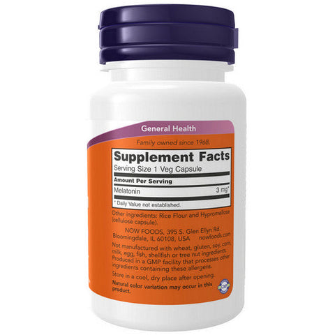Now Foods, Melatonin, 3 mg, 60 Caps Now Foods