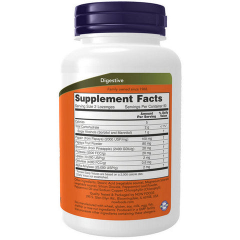 Now Foods, Papaya Enzyme Chewable, 180 Lozenges Now Foods