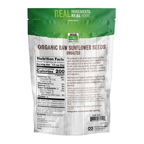 Now Foods, Organic Sunflower Seeds Raw & Unsalted, 16 oz. Now Foods