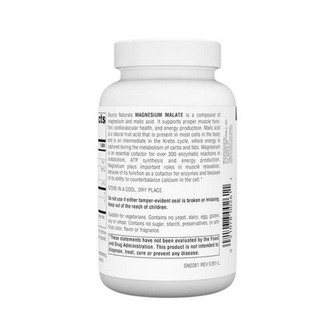 Source Naturals, Magnesium Malate, 625 Mg, 90 Tabs Source Naturals