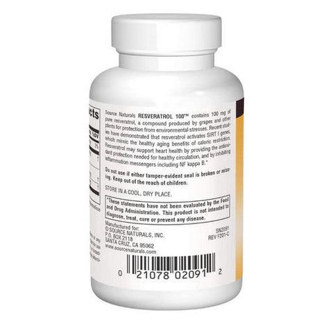 Source Naturals, Resveratrol, 100 mg, 60 Caps Source Naturals