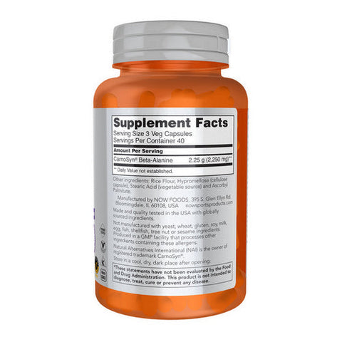 Now Foods, Beta Alanine, 750 mg, 120 Caps Now Foods