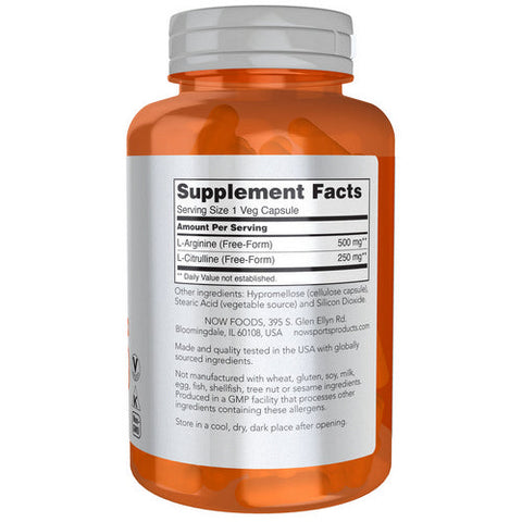 Now Foods, Arginine & Citrulline, 500 mg /250 mg, 120caps Now Foods