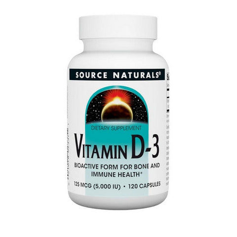 Source Naturals, Vitamin D-3, 5000 IU, 120 Caps Source Naturals
