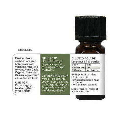 Aura Cacia, Organic Cypress Essential Oil, 0.25 Oz