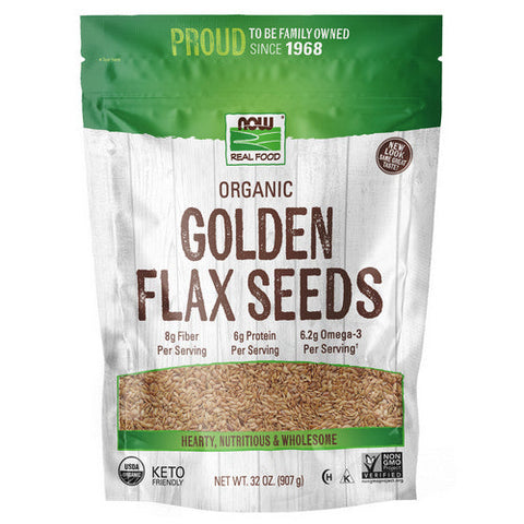 Now Foods, Golden Flax Seeds Organic, 2 lb Now Foods