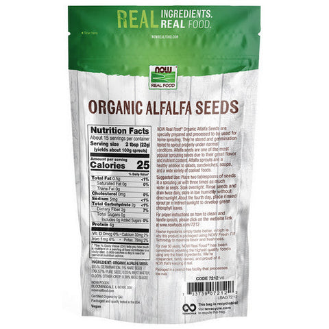 Now Foods, Alfalfa Seeds, 12 Oz Now Foods