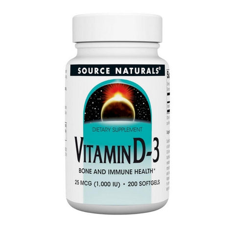 Vitamin D-3 1000 IU 200 softgels by Source Naturals