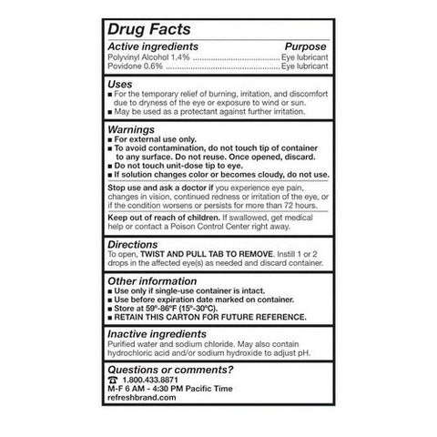 Refresh, Classic Lubricant Eye Drops Single-Use Containers, 30 Count Refresh