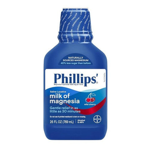 Philips, Milk Of Magnesia Magnesium Hydroxide Saline Laxative Wild Cherry, 1200 Mg, 26 Oz
